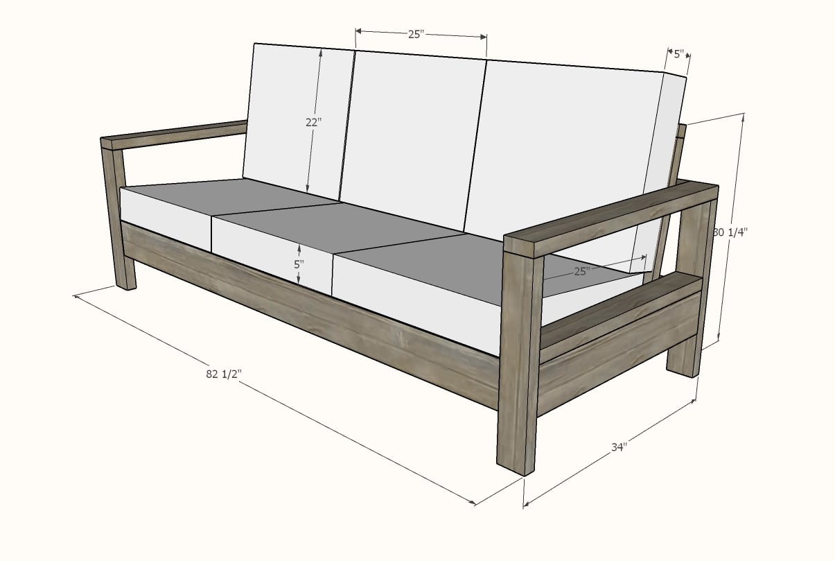 Ana white patio discount sofa